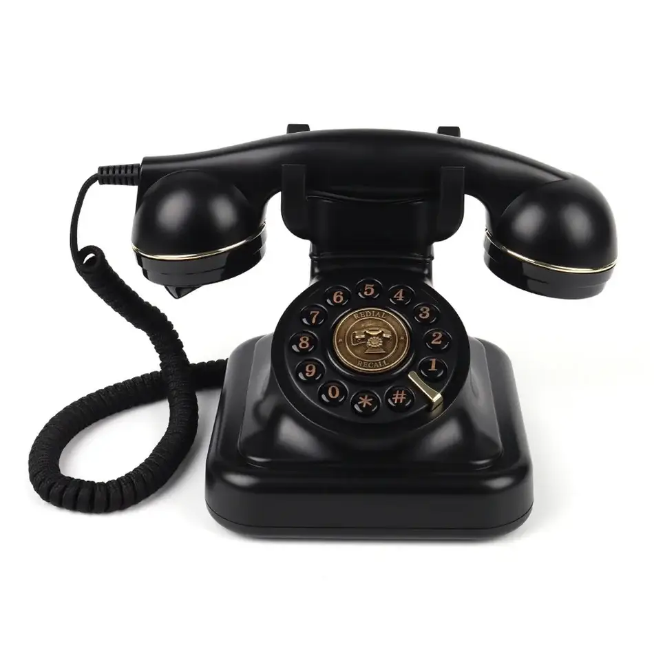 Telefon retro negru Elegance70 Black, vedere din față, pe fundal alb